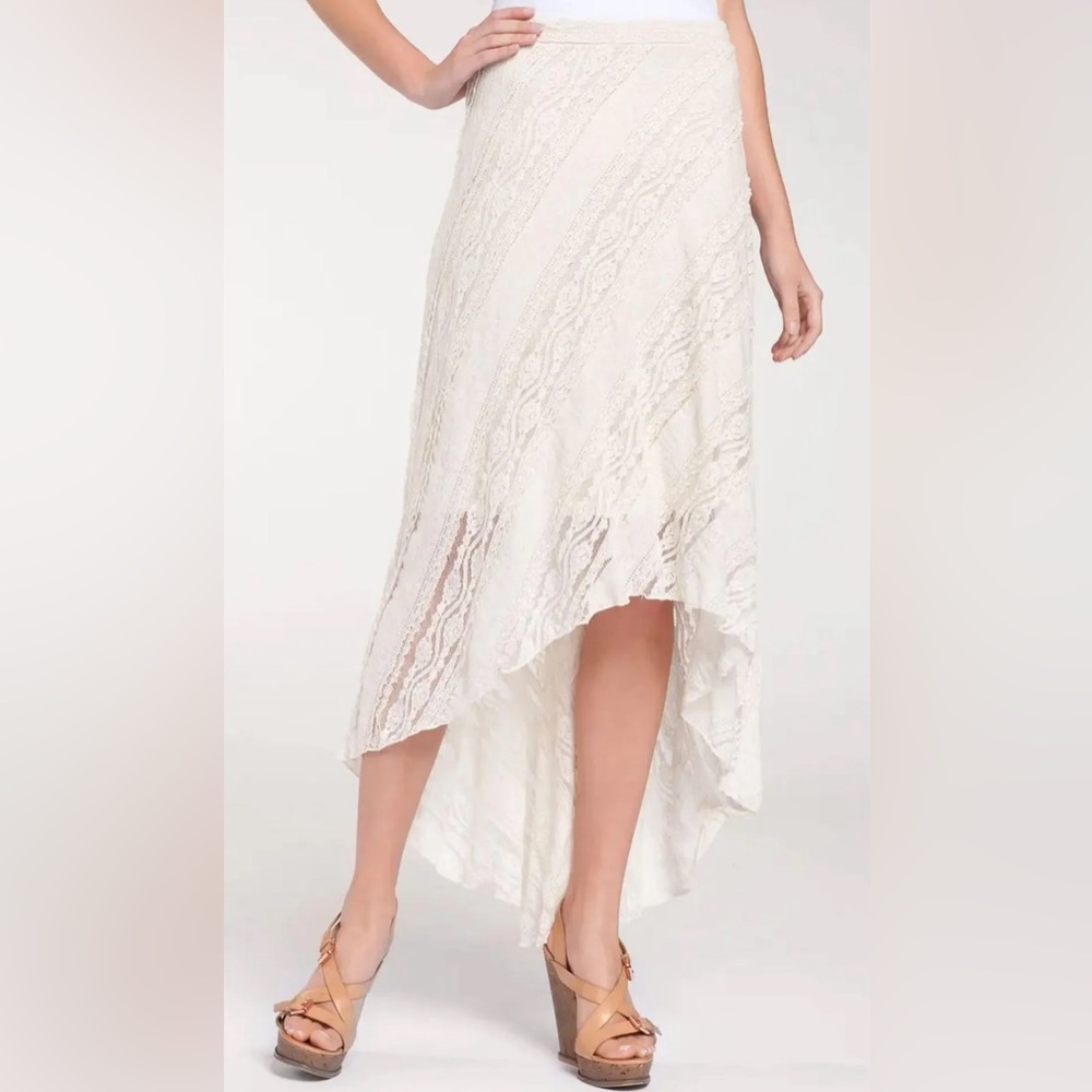 Asymmetrical Hem Lace Skirt Large